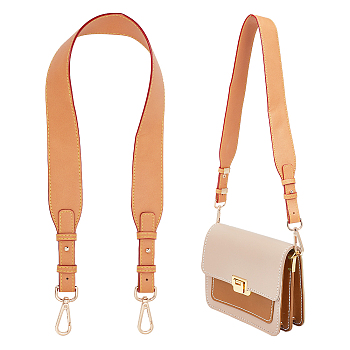 PVC Imitation Leather Bag Handles, with Alloy Swivel Clasp, BurlyWood, 80x3.9x0.3~1.2cm