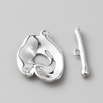 Brass Toggle Clasps, Irregular O Clasps for Jewelry Making, Platinum, Bar: 4x19x2mm, Hole: 1.2mm, O Clasp: 19x15x2mm, Hole: 2mm