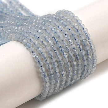Natural Aquamarine Beads Strands, Faceted, Round, 2mm, Hole: 0.5mm, about 215~218pcs/strand, 15.08''~15.35''(38.3~39cm)
