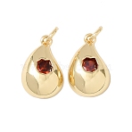 Brass Micro Pave Cubic Zirconia Pendants, Teardrop Charms, Cadmium Free & Lead Free, Rack Plating, Long-Lasting Plated, with Jump Ring, Real 18K Gold Plated, 15.5x10.5x4.5mm, Hole: 3.3mm(KK-C143-01G)