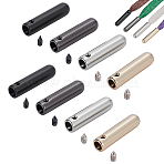 4 Colors Alloy Drawstring Cord End Cap, with Iron Screw, Mixed Color, 25x6mm, Hole: 4mm, 10sets/color(FIND-NB0005-87B)