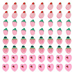 200Pcs 4 Styles Handmade Polymer Clay Beads, Strawberry, Pearl Pink, 7~13x7~10.5x4~5mm, Hole: 1~1.6mm, 50pcs/style(CLAY-TA0001-81)
