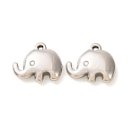 304 Stainless Steel Charms, Elephant Charms, Stainless Steel Color, 13x15x4mm, Hole: 1.3mm(SA-D002-03P)