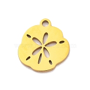 201 Stainless Steel Charms, Laser Cut, Flower Charm, Golden, 13x12x1mm, Hole: 1.5mm(STAS-U016-10G)