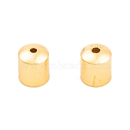 Ion Plating(IP) Brass Cord Ends, End Caps, Column, Real 18K Gold Plated, 8x7x7mm, Hole: 1mm, Inner Diameter: 6.5mm(KK-O146-05B-G)