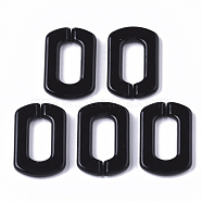 Opaque Acrylic Linking Rings, Quick Link Connectors, for Cross Chains Making, Rectangle, Black, 31x21x4.5mm, Inner Diameter: 18x8.5mm(OACR-N009-001A-D01)