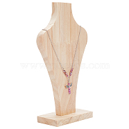 Bust Wooden Necklace Display Stands, Jewelry Holder for Necklace Displays, BurlyWood, 6x6x22cm(NDIS-WH0009-17)