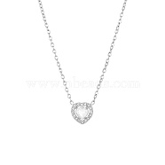 White Cubic Zirconia Heart Pendant Necklace with Stainless Steel Chains, Stainless Steel Color, 17-3/4 inch(45cm)(OQ9710-5)