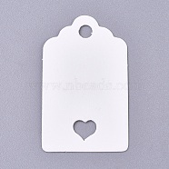 Paper Price Tags, Hang Tags, for Jewelry Display, Arts and Crafts, Wedding Christmas, Rectangle with Heart, White, 50x30x0.3mm, Hole: 5mm(CDIS-E009-04B)