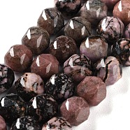 Natural Rhodonite Beads Strands, Faceted, Double Hearted & Star Cut Beads, 8.5~10.5x9~10.5mm, Hole: 0.8mm, about 40~42pcs/strand, 15.43~15.94 inch(39.2~40.5cm)(G-NH0021-A19-02)