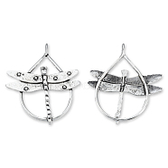 Tibetan Style Alloy Big Pendants, Cadmium Free & Lead Free, Teardrop with Dragonfly, Antique Silver, 61x53.5x4.5mm, Hole: 4mm, about 95pcs/1000g(TIBEP-N008-201)