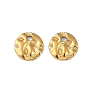 Ion Plating(IP) 304 Stainless Steel Textured Disc Charms, Real 18K Gold Plated, 8x1.5mm, Hole: 1.2mm(STAS-Q336-11A-G)