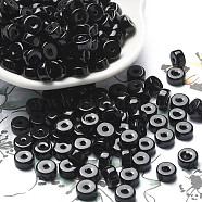 Opaque Colours Glass Seed Beads, Column, Black, 6x3mm, Hole: 1.4mm, about 2027pcs/pound(SEED-E001-P3x6mm-10)