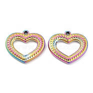 304 Stainless Steel Pendants, Heart Charms, Rainbow Color, 16x18x2mm, Hole: 1.5mm(STAS-I202-24RC)