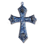 Acrylic Pendants, Cross, Royal Blue, 42x28x2mm, Hole: 1.2mm(OACR-Q185-01A)