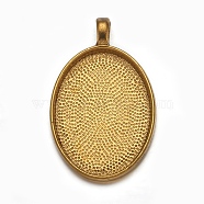 Alloy Pendant Cabochon Settings, Cadmium Free & Lead Free, Plain Edge Bezel Cups, DIY Findings for Jewelry Making, Antique Golden, 39x25x3mm, Hole: 4mm(PALLOY-A15657-AG)