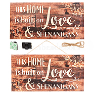 CREATCABIN 1Pc Natural Wood Hanging Wall Decorations for Front Door Home Decoration, with Plastic Hook and Jute Twine, Rectangle with Word, Peru, 127x255x4mm(AJEW-CN0001-02G)