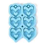 Pendant Silicone Molds, Resin Casting Molds, For UV Resin, Epoxy Resin Jewelry Making, Heart, Dark Cyan, 80x55x7mm(DIY-P022-14)