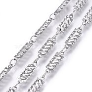 304 Stainless Steel Link Chains, Soldered, Rectangle, Stainless Steel Color, 12x3.5x2mm(STAS-P219-57)