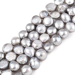 Natural Cultured Freshwater Pearl Beads Strands, Dyed, Two Sides Polished, Light Grey, 7~9x5~6mm, Hole: 0.8mm, about 45~50pcs/strand, 13.7 inch(X-PEAR-R064-24)