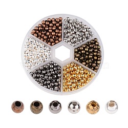 Round Iron Spacer Beads, Mixed Color, 4mm, Hole: 1.5mm, about 158pcs/compartment, 948pcs/box(IFIN-E148Y-M-B)