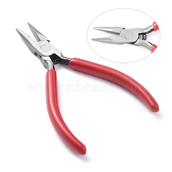 Carbon Steel Jewelry Pliers, Short Chain Nose Plier, Polishing, Red, Gunmetal, 130x78x10mm(PT-S057-4)