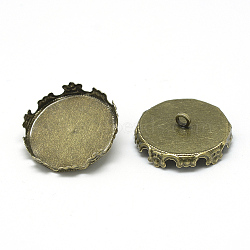 Iron Bead Cap Pendant Bails, for Globe Glass Bubble Cover Pendants, Flat Round, Antique Bronze, Tray: 15mm, 16x7~8mm, Hole: 2mm(X-MAK-Q011-22AB-15mm)