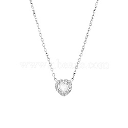 White Cubic Zirconia Heart Pendant Necklace with Stainless Steel Chains, Stainless Steel Color, 17-3/4 inch(45cm)(OQ9710-5)