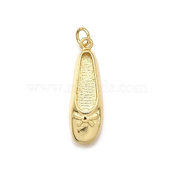 Brass Pendants, Shoes, Rack Plating, Long-Lasting Plated, Lead Free & Cadmium Free, with Jump Ring, Real 18K Gold Plated, 27.5x8.5x4mm, Hole: 3.4mm(KK-K401-27G)