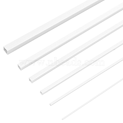 Olycraft 6 Style ABS Plastic Square Hollow Tube & Solid Rods, for DIY Sand Table, Architectural Model Making, White, 250~253x1~6x1~6mm, 40pcs/bag(DIY-OC0011-71)