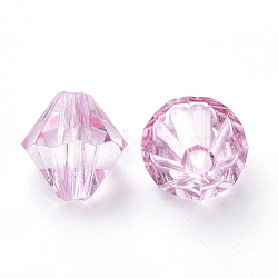 Transparent Acrylic Beads, Bicone, Pink, 4x4mm, Hole: 1.2mm, about 690pcs/20g(X-TACR-S146-4mm-02)