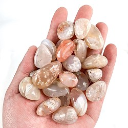 Natural Cherry Blossom Agate Healing Stones, Oval Stones, Pocket Palm Stones for Reiki Balancing, 15~20mm, 50g/set(PW-WGD7FF2-21)