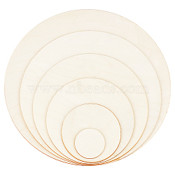 Wooden Blank Plates Set, Flat Round, Moccasin, 5~30x0.25cm, 6pcs/set(DIY-WH0016-65)