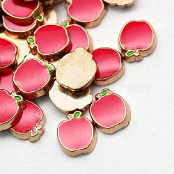 (Holiday Stock-Up Sale)Enamel Style Alloy Cabochons, Floating Charms, DIY for Floating Lockets Glass Living Memory Lockets, Apple, Light Gold, Light Gold, 8.8x7.9x2mm(ENAM-S086-87KC)