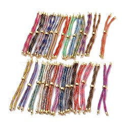 Nylon Cord Silder Bracelets, for Connector Charm Bracelet Making, with Rack Plating Golden Brass Clasp, Long-Lasting Plated, Cadmium Free & Lead Free, Mixed Color, 9-1/8x1/8 inch(23x0.3cm), Hole: 2mm(MAK-C003-01G)