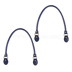 Leather Bag Handles, with Alloy Clasps, for Bag Straps Replacement Accessories, Brushed Antique Bronze, Marine Blue, 615x14x10mm(FIND-PH0015-45B)