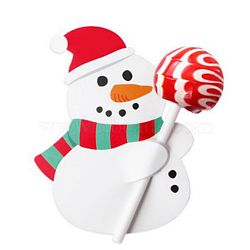 Christmas Theme Snowman Shape Paper Candy Lollipops Cards, for Baby Shower and Birthday Party Decoration, White, 8.1x6.8x0.04cm, about 50pcs/bag(CDIS-I003-01)