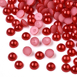 5000pcs ABS Plastic Imitation Pearl Cabochons, Half Round, Red, 5x2.5mm(SACR-S738-5mm-Z1)