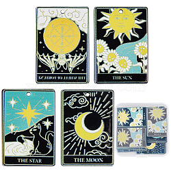 16pcs 4 style Printed Acrylic Pendants, Rectangle with Tarot Pattern, Mixed Color, 39.5x27x2mm, Hole: 1.8mm, 4pcs/style(OACR-SC0001-14)