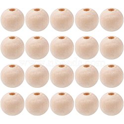 Unfinished Wood Beads, Natural Wooden Loose Beads Spacer Beads, Lead Free, Round, Moccasin, 12mm, Hole: 2.5~4.5mm, 50pcs/box(WOOD-PH0008-68B-LF)