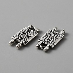 Tibetan Style Alloy Charm, Reel with Star of David, Antique Silver, 20.5x10x3mm, Hole: 3x2.5mm(FIND-CJC0006-23AS)