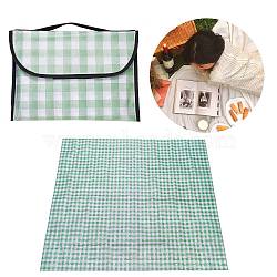 Portable Tartan Patern Non Woven Picnic Mat, Foldable PVC Bottom Thickened Moisture-proof Picnic Mat for Outdoor Camping, Medium Aquamarine, 330x240x52mm(JX572B-01)