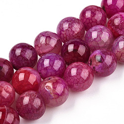Natural Dragon Veins Agate Dyed Beads Strands, Round, Camellia, 14mm, Hole: 1.4mm, about 28pcs/strand, 15.24~15.35''(38.7~39cm)(X-G-H290-A01-02B)