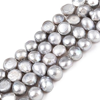 Natural Cultured Freshwater Pearl Beads Strands, Dyed, Two Sides Polished, Light Grey, 7~9x5~6mm, Hole: 0.8mm, about 45~50pcs/strand, 13.7 inch