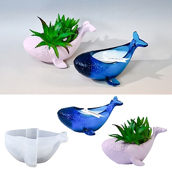 Proud Diy Glue Mold Whale Candle Holder Silicone Molds, Plaster Succulent Flower Pot Storage Mold , White, Whale, 119x77x55mm
