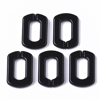 Opaque Acrylic Linking Rings, Quick Link Connectors, for Cross Chains Making, Rectangle, Black, 31x21x4.5mm, Inner Diameter: 18x8.5mm
