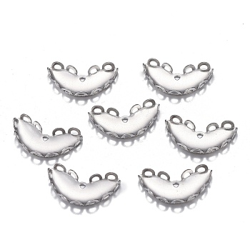 201 Stainless Steel Tray Settings, Lace Edge Bezel Cups, Heart, Stainless Steel Color, Tray: 6x15mm, 8.5x15.5x2.5mm