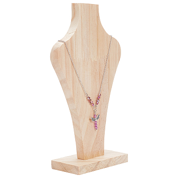 Bust Wooden Necklace Display Stands, Jewelry Holder for Necklace Displays, BurlyWood, 6x6x22cm