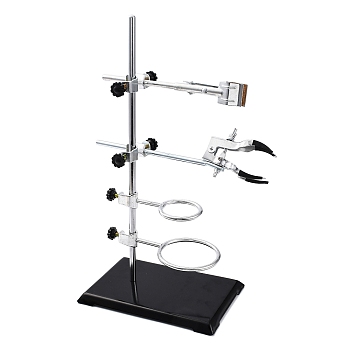 Laboratory Support Stand with Rod, Lab Clamp, Flask Clamp, Condenser Clamp Stands, Lab Supplies, Silver, 213x138x14mm