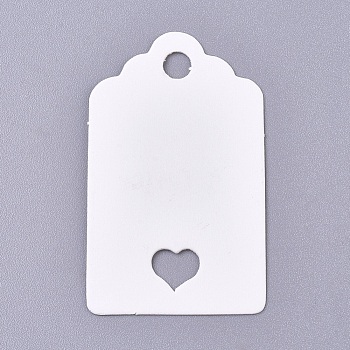 Paper Price Tags, Hang Tags, for Jewelry Display, Arts and Crafts, Wedding Christmas, Rectangle with Heart, White, 50x30x0.3mm, Hole: 5mm